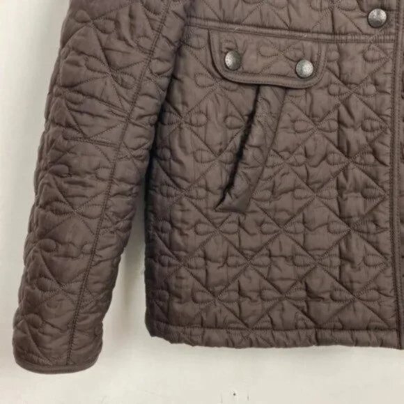Rare Barbour x Anya Hindmarch 6 Minx Quilted Jacket Brown Bows Vintage - Picture 7 of 13
